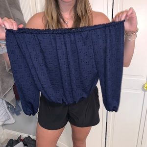 Flower detailed off the shoulder top